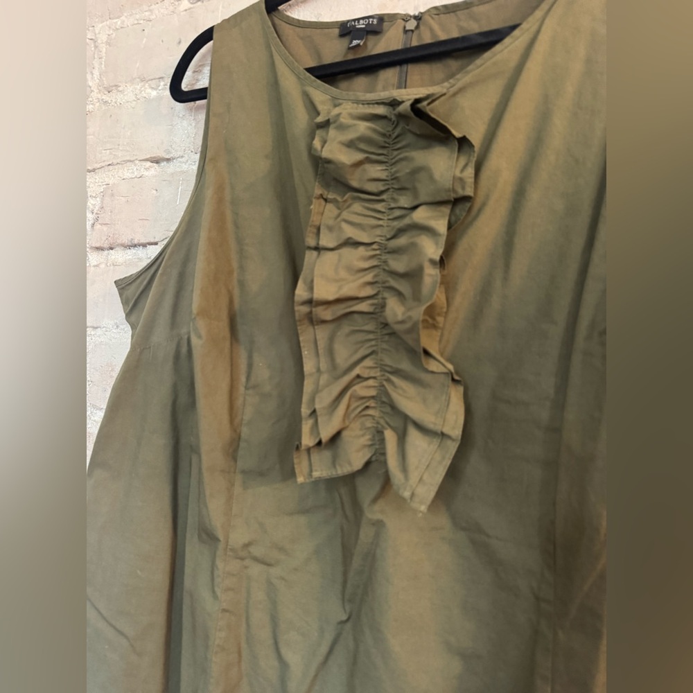 Talbots Olive Green Ruffle Front Dress - Picture 3 of 5